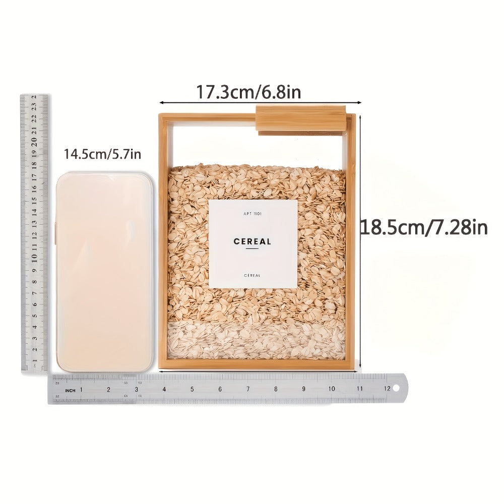 Bamboo Food Storage Containers 2-Pack ¨C 101oz Rectangular Wooden Kitchen Storage Boxes with Sliding Lids for Rice, Beans, Pasta, Cereals & Dry Goods ¨C Housewarming Gift