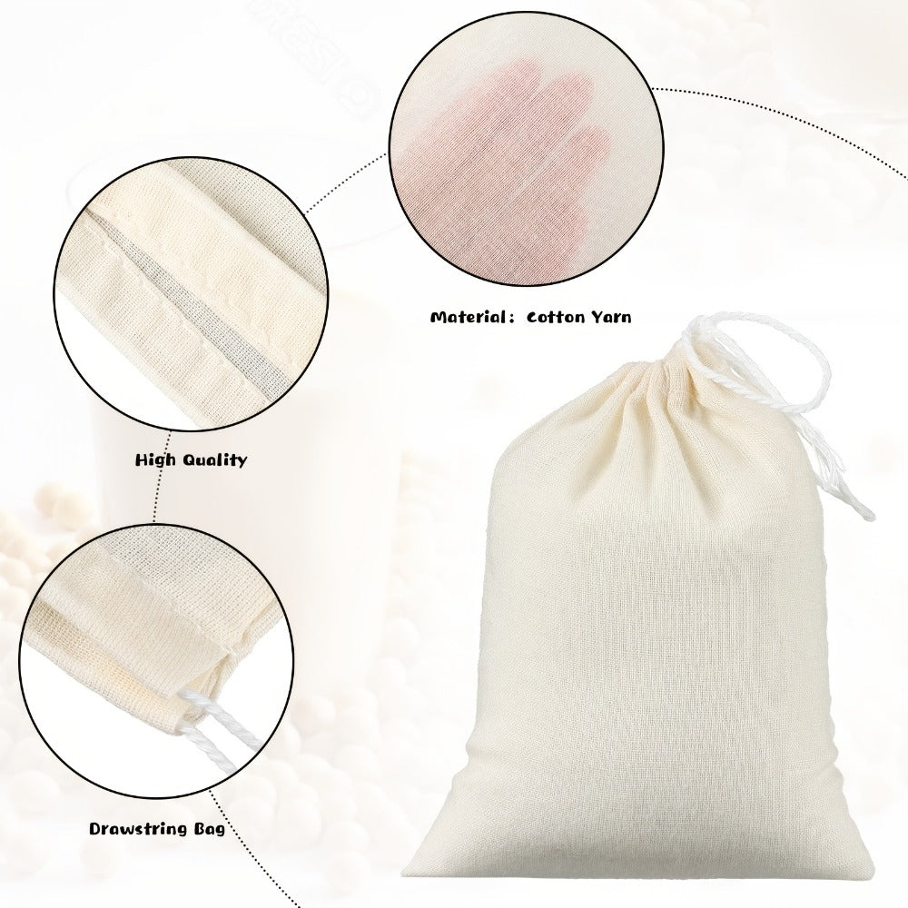 Cheesecloth Bags for Straining 100 Pack ¨C Reusable Muslin Tea Filter Bags for Cold Brew, Milk Tea, Nut Milk & Cooking, 4x6 Inch Drawstring Cotton Bags, Food-Grade Unbleached