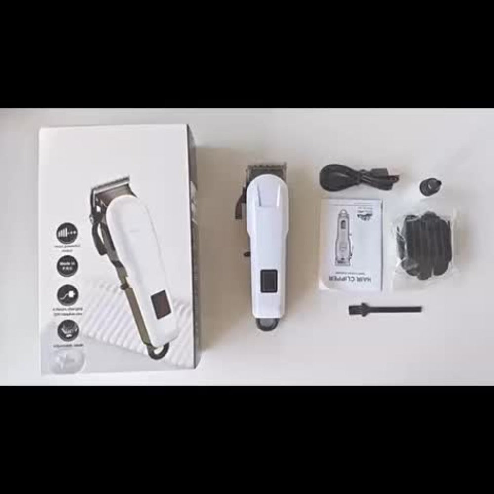Professional Hair Clipper Kit 9-in-1 Trimmer for Haircut Bald Head Shaving LCD Display USB Fast Charge Long Battery Stainless Steel Blade 4 Guide Combs for Home Barbershop