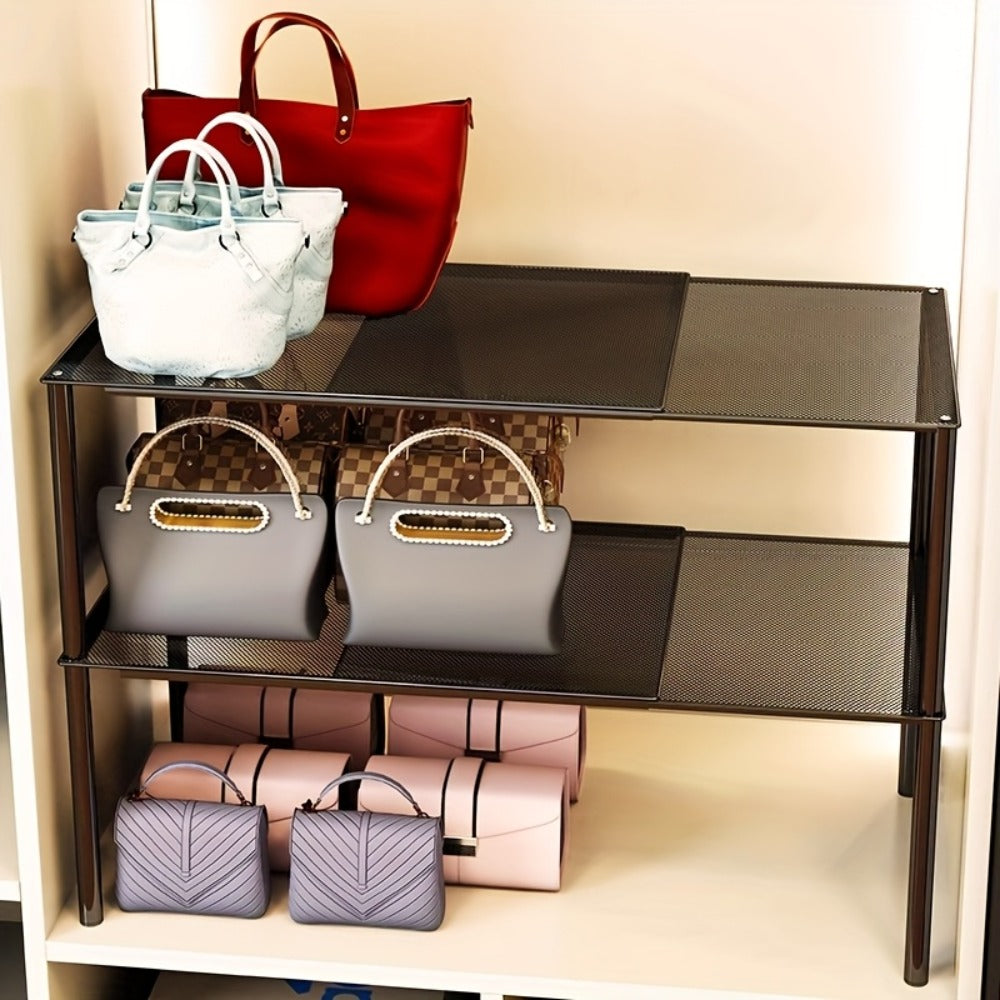 Metal Storage Rack Adjustable Expandable Shelving Unit for Kitchen Bedroom Wardrobe Closet Organization Heavy Duty Stackable Metal Shelf