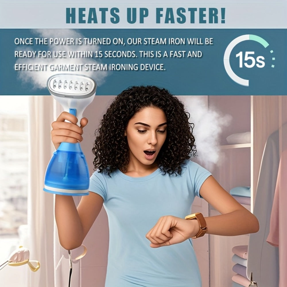 Handheld Garment Steamer 1500W with 9.47oz Removable Water Tank, Portable Fabric Steamer 30s Fast Heat-Up with Accessories Kit, Compact Mini Steam Iron for Clothes Home Travel Office, US Plug