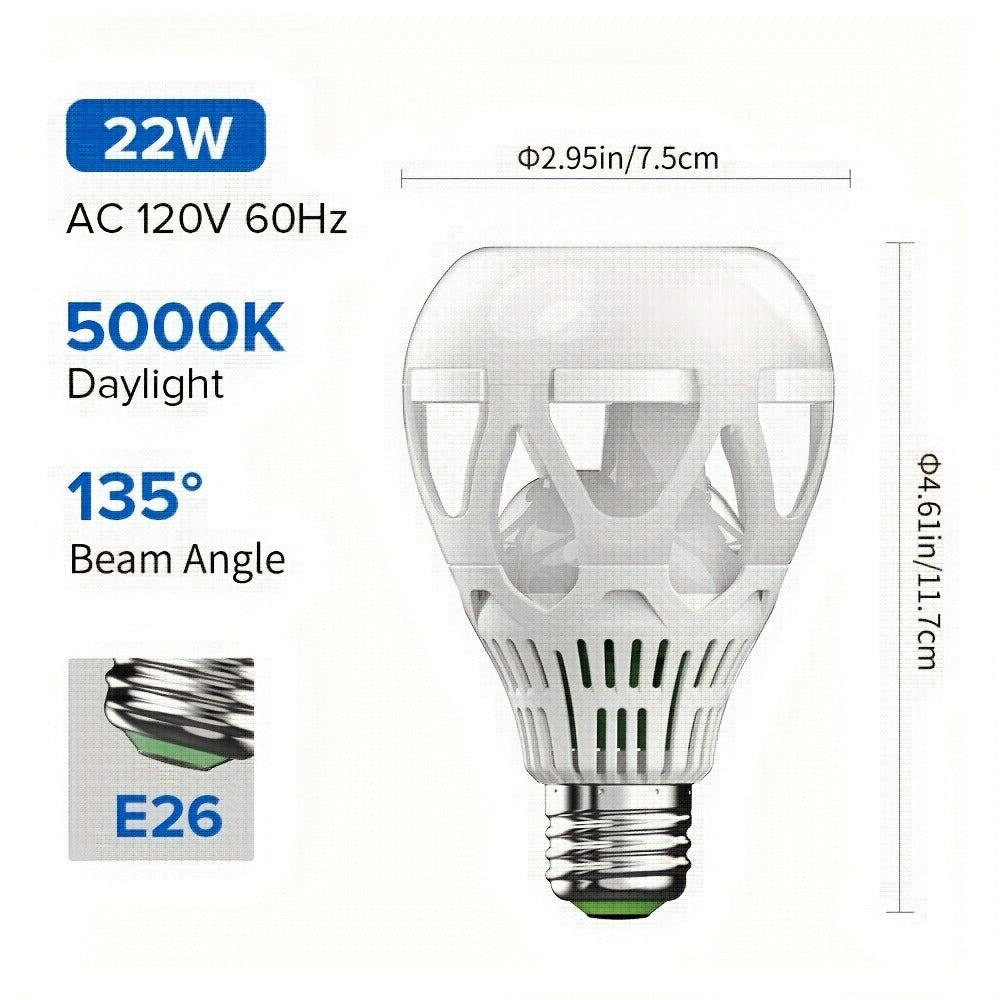 A21 LED Light Bulb 22W 3000 Lumens 200W Equivalent High Brightness Non-Dimmable ¨C E26 Base 3000K Warm White & 5000K Daylight for Home Office Garage Workshop Indoor Lighting, 4-Pack