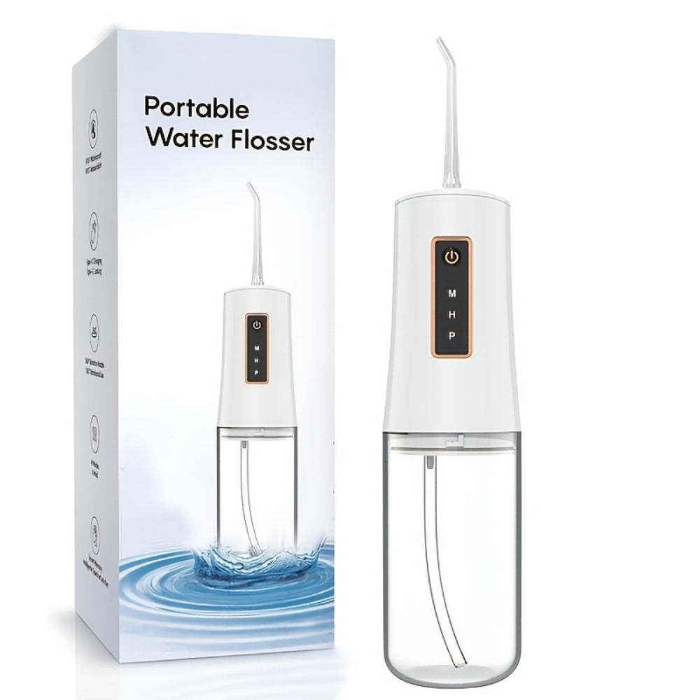 Water Flosser Portable Oral Irrigator ¨C 360¡ã Rotating Nozzle, 3 Pressure Modes, 4 Nozzle Tips, Rechargeable Cordless Teeth Cleaner for Travel & Daily Use