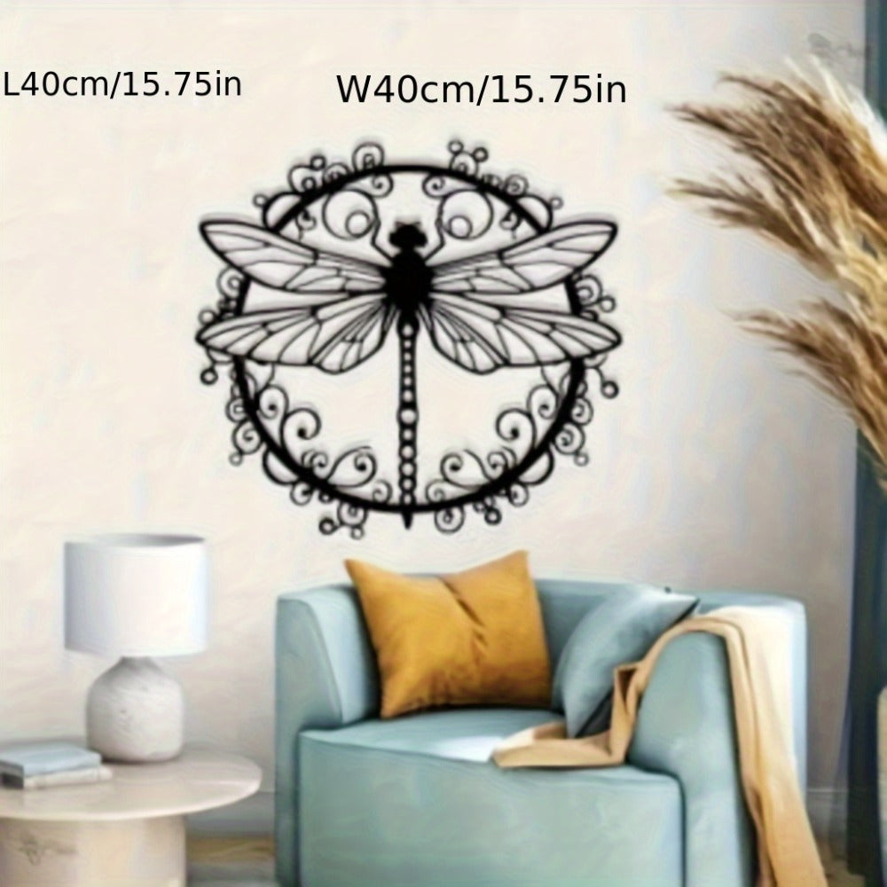 Metal Dragonfly Wall Art ¨C Black Iron Dragonfly Wall Decor, Intricate Animal Print Design, Indoor Outdoor Wall Mounted Sculpture for Living Room Garden Office, Housewarming Wedding Gift
