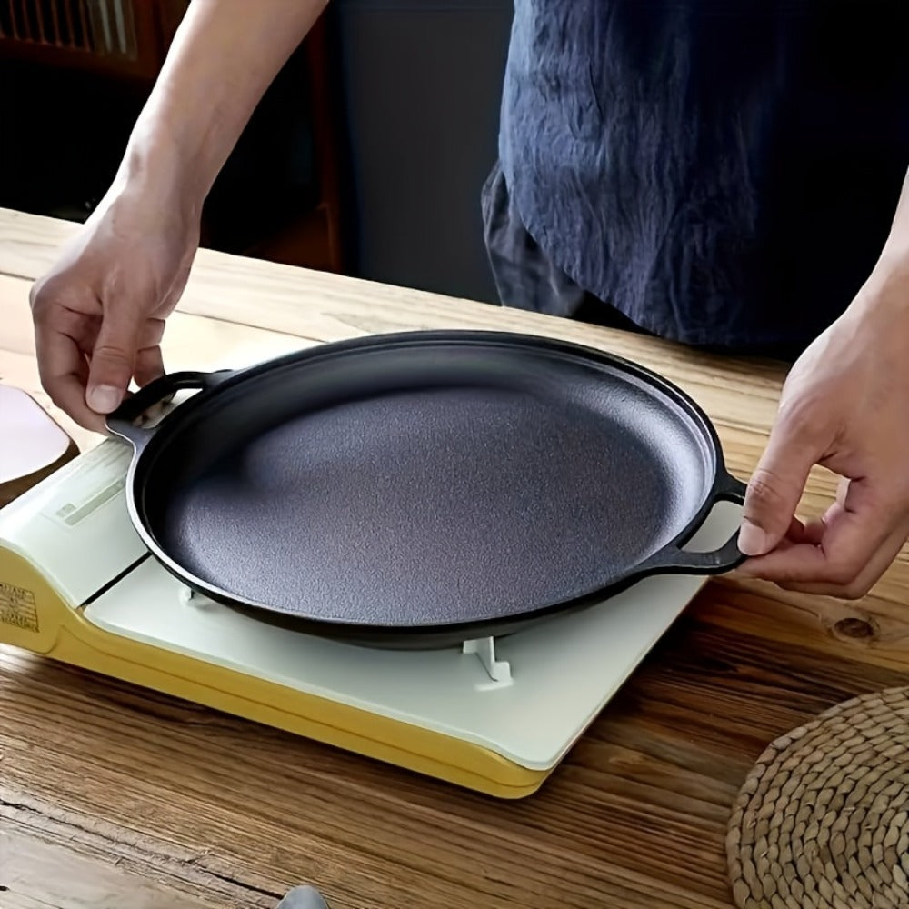 Cast Iron Skillet Non-Stick Pan for Pizza BBQ Pancakes - Heavy Duty Pre-Seasoned Cast Iron Pan Compatible with Gas Electric Induction Stovetops Oven Campfire - Home Kitchen Outdoor Cooking