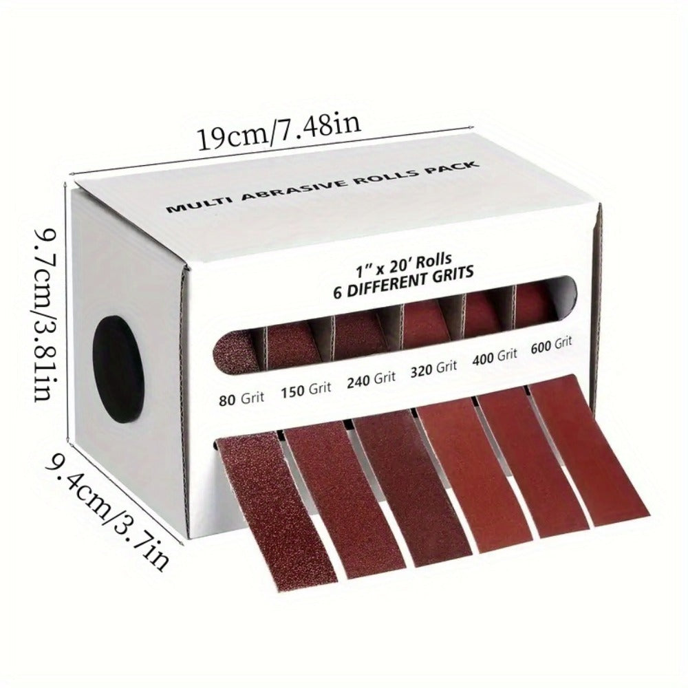 Sandpaper Roll with Dispenser, Aluminum Oxide Multi-Grit Emery Cloth 80-600, 4/5/6 Piece Set, 236 Inch for Wood Metal Glass Woodworking Sanding Blocks DIY