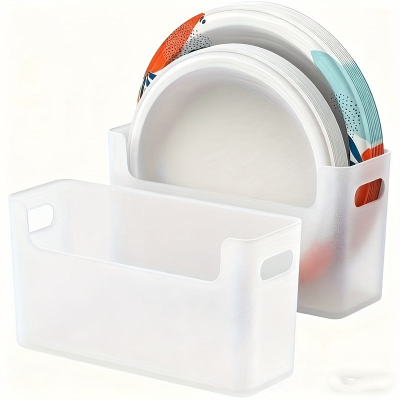 Plate Organizer for Kitchen Counter - Stackable Dish Rack for 6 to 9.5 Inch Plates, Durable Plastic Plate Storage with Colorful Lids, Space-Saving Design for Kitchen, RV, Camping or Outdoor Use