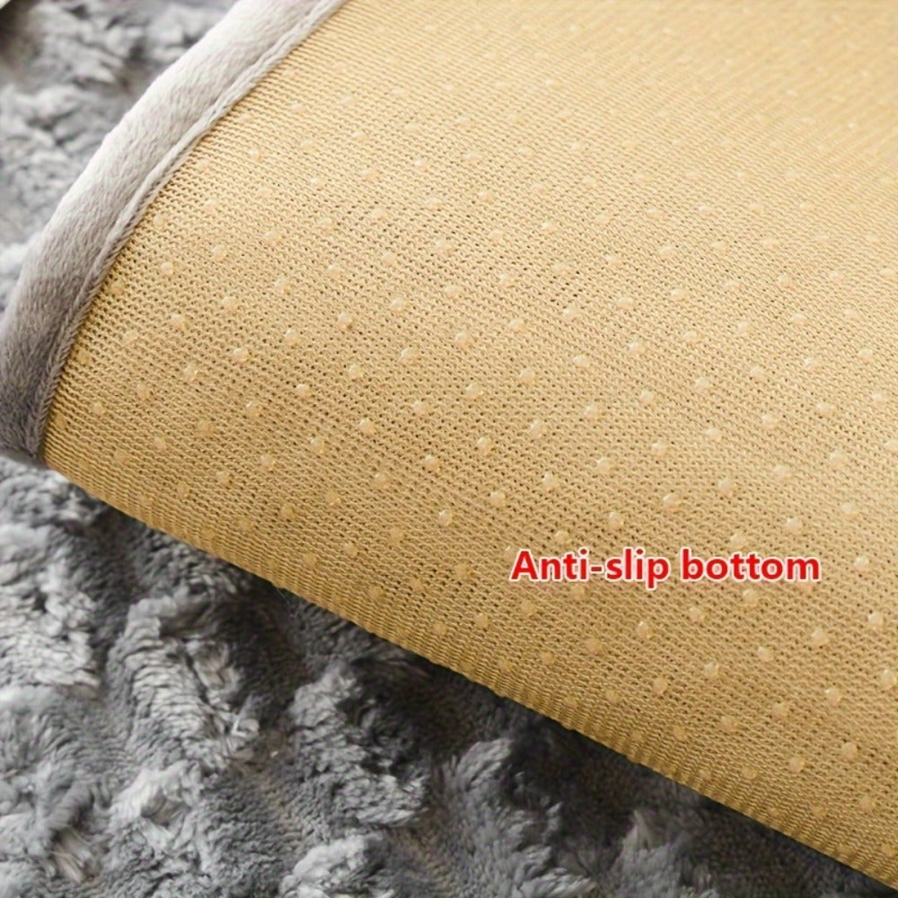 Velvet Sofa Slipcover Honeycomb Texture 1pc - Cute Dog Embroidery Bohemian Style Non-Slip Pet Friendly Machine Washable Polyester Couch Cover | Gray Khaki White | 2 3 4 Seat Living Room Home Decor