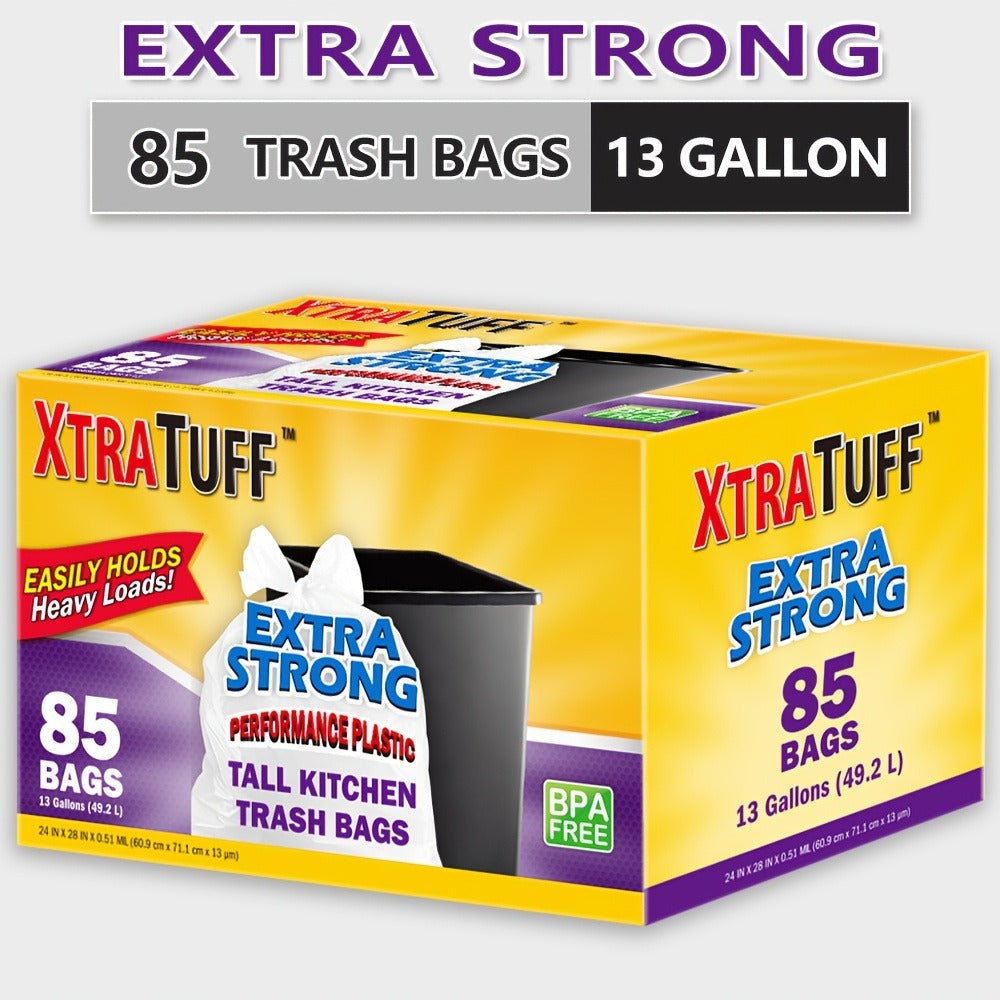 13 Gallon Trash Bags Heavy Duty ¨C Expandable Drawstring & Clear Garbage Bags, Leak-Resistant Odor-Control Liners for Kitchen, Bedroom, Office, Outdoor Use (44/85/104/170/180/360 Count)