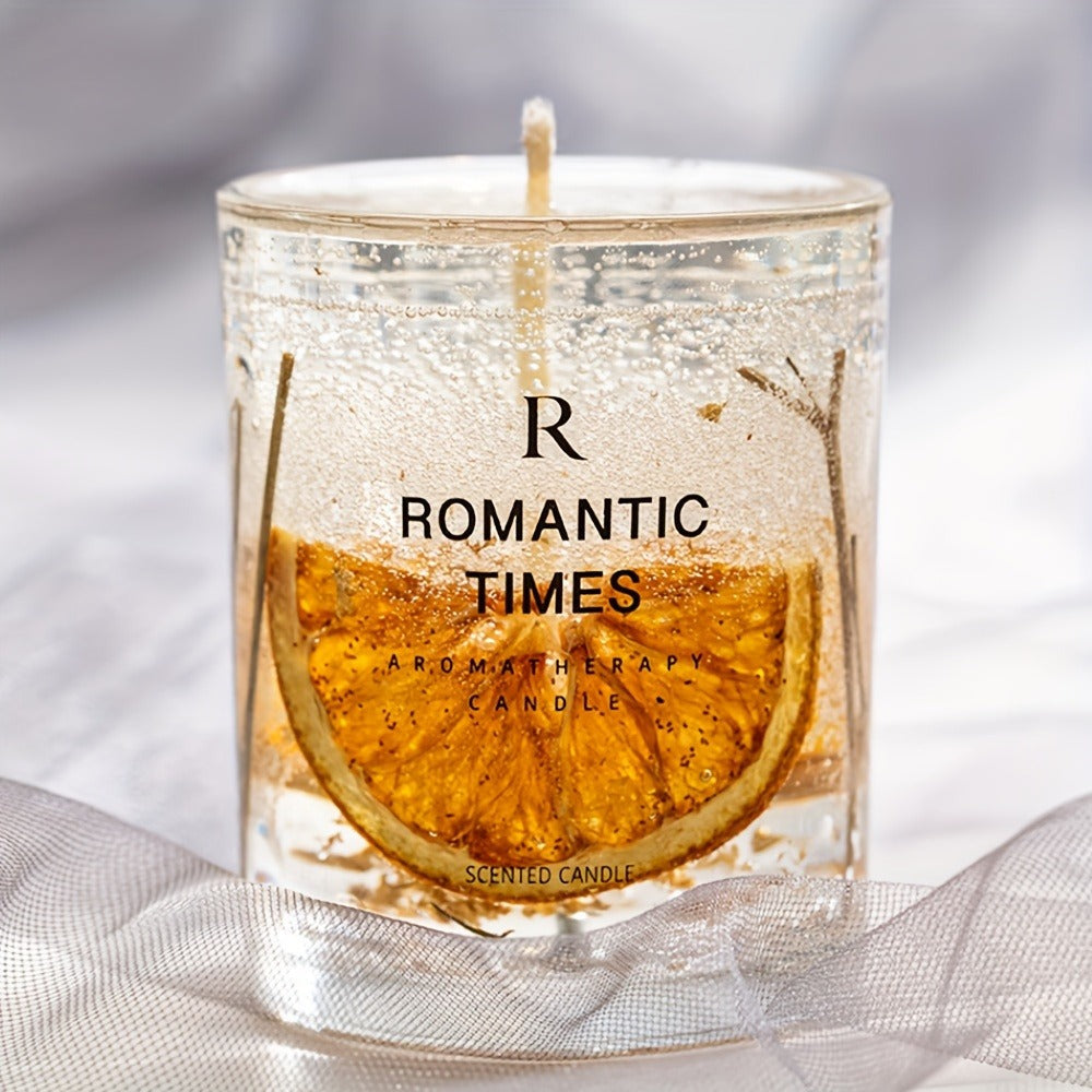 Soy Candle with Real Flowers 7.4oz Essential Oils 50-Hour Burn Floral Scented Elegant Glass Jar Velvet Rose Lavender Orange for Home Decor Relaxation Gift