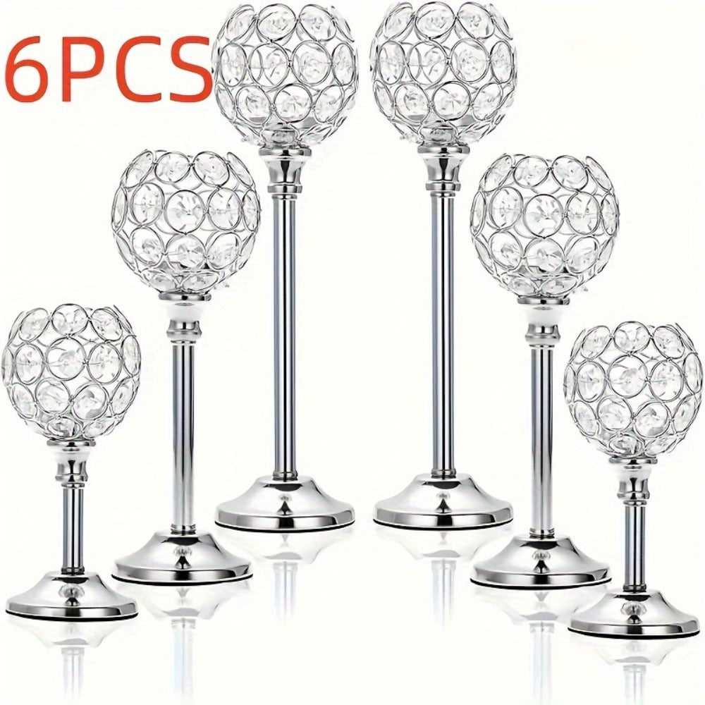 Crystal Candelabra Centerpiece ¨C Gold & Silver Taper Candle Holders for Wedding, Anniversary, Candlelit Dinner, Birthday & Party Table Decor, Home & Hotel Decoration, 3-Pack & 6-Pack (Candles Not Included)