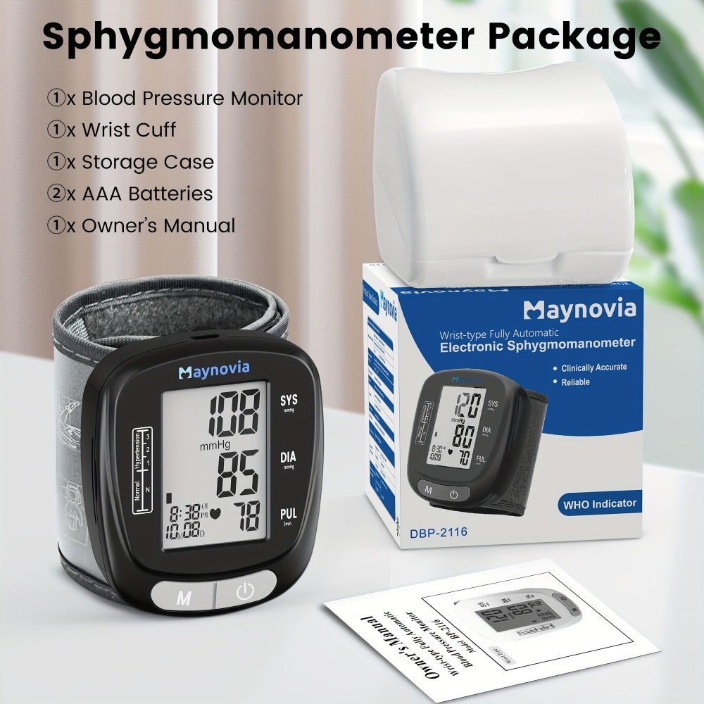 Blood Pressure Monitor Wrist Cuff with Oximeter Fingertip ¨C Digital BP Machine Home Use, 120 Memory, Portable Case & Battery Included, Fully Automatic Hypertension Tracker