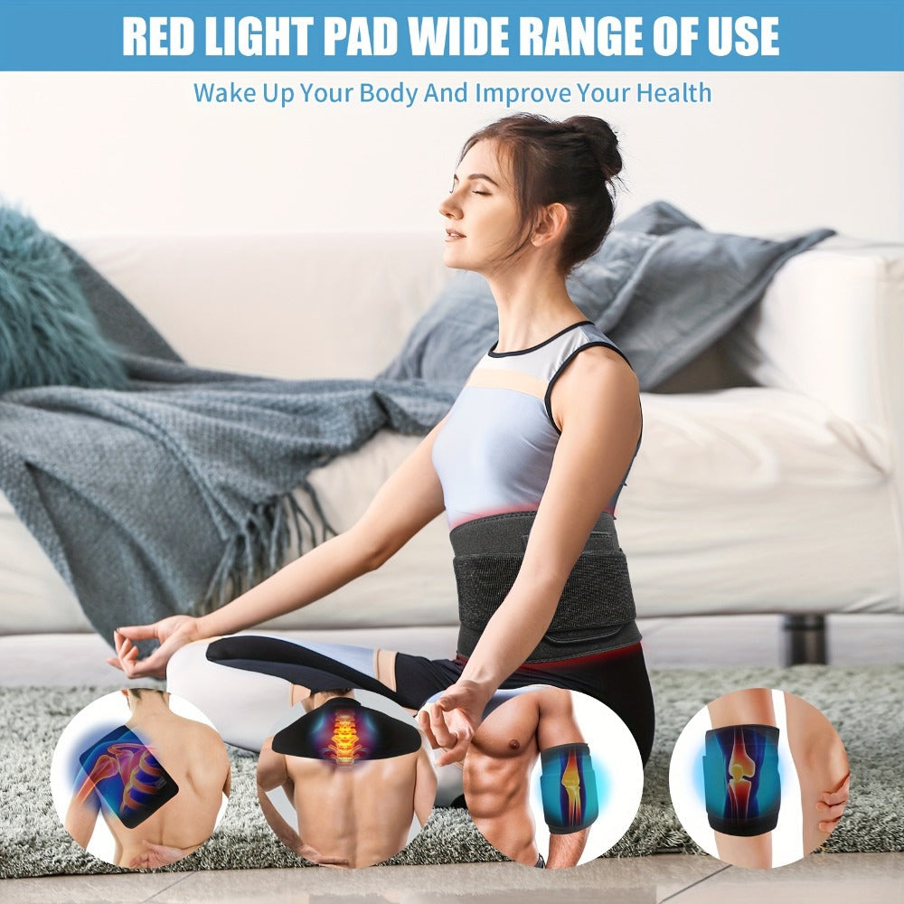 Red Light Therapy Pad Wearable Wrap with Timer ¨C Low Voltage Portable Infrared Light Device for Back, Waist, Shoulder & Knee Pain Relief, At-Home Body Recovery Wrap, Father's Day Gift, Black