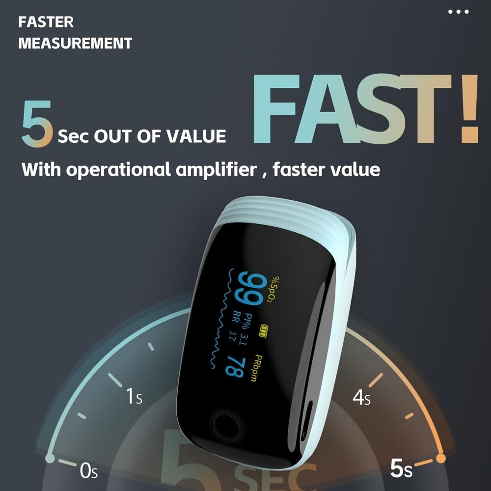 Finger Pulse Oximeter Fingertip Blood Oxygen Saturation SpO2 Monitor with Lanyard FDA Cleared for Sport Aviation Home Use White Green Black Pink Blue