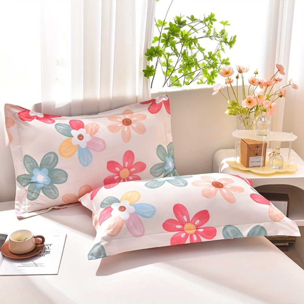 Quilt Set 3 Piece Summer Cooling ¨C Floral Printed Thin Comforter with 2 Pillowcases, Soft Skin-Friendly Bedding for Twin Full Queen King, All Season Lightweight Blanket for Bedroom Hotel Guest Room