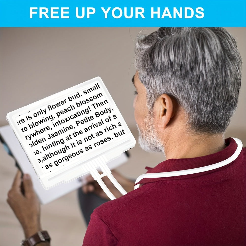 Hands-Free Magnifier with Light ¨C 43 LED Full Page Lighted Magnifier for Reading, Flexible Gooseneck Stand, Battery Powered Magnifying Glass for Seniors & Low Vision