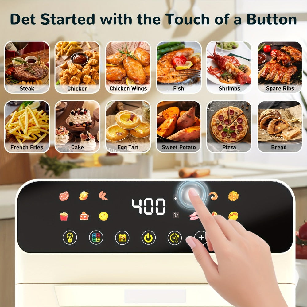 Air Fryer Oven 12-in-1 Large 12-Quart Smart Countertop Oven with 12 One-Touch Preset Functions, Smart Cook Program, Viewing Window, Interior Light, Adjustable Time & Temp, Oil-Free Family Cooker
