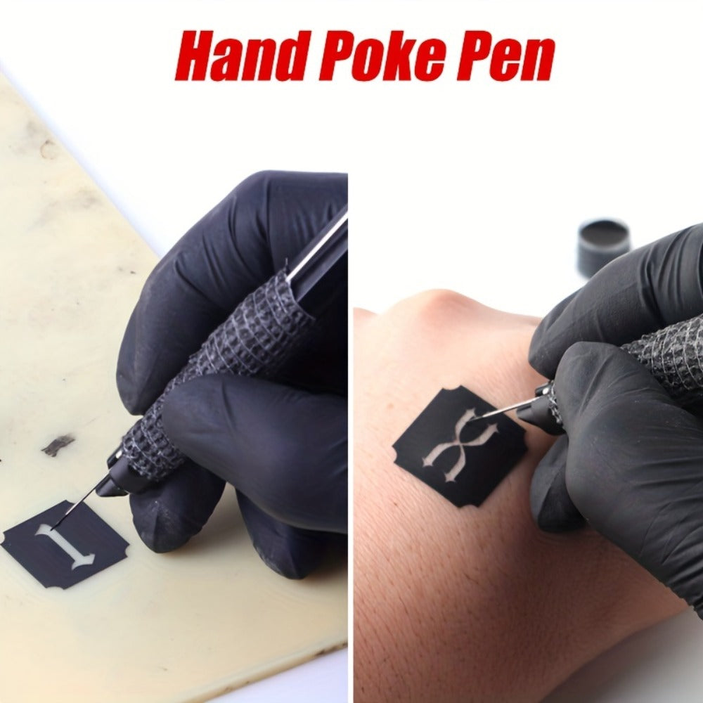 Hand Poke Tattoo Kit Complete 3D Body Art Stick and Poke Pen Set with Ink Needles and Guide for Beginners to Experts Professional DIY Tattoo Supplies Safe Home Use