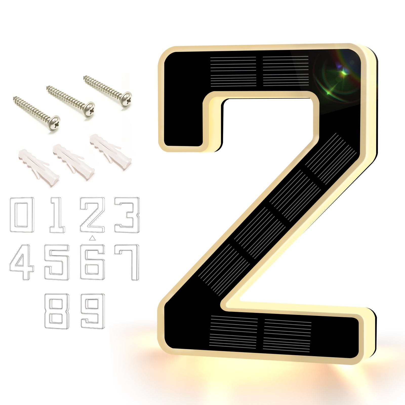 LED Solar House Number Light 6.7 Inch Wall Mounted ¨C Smart Sensor Illuminated Address Number for Home Decor, No Wiring Energy-Saving Solar Powered Outdoor Light