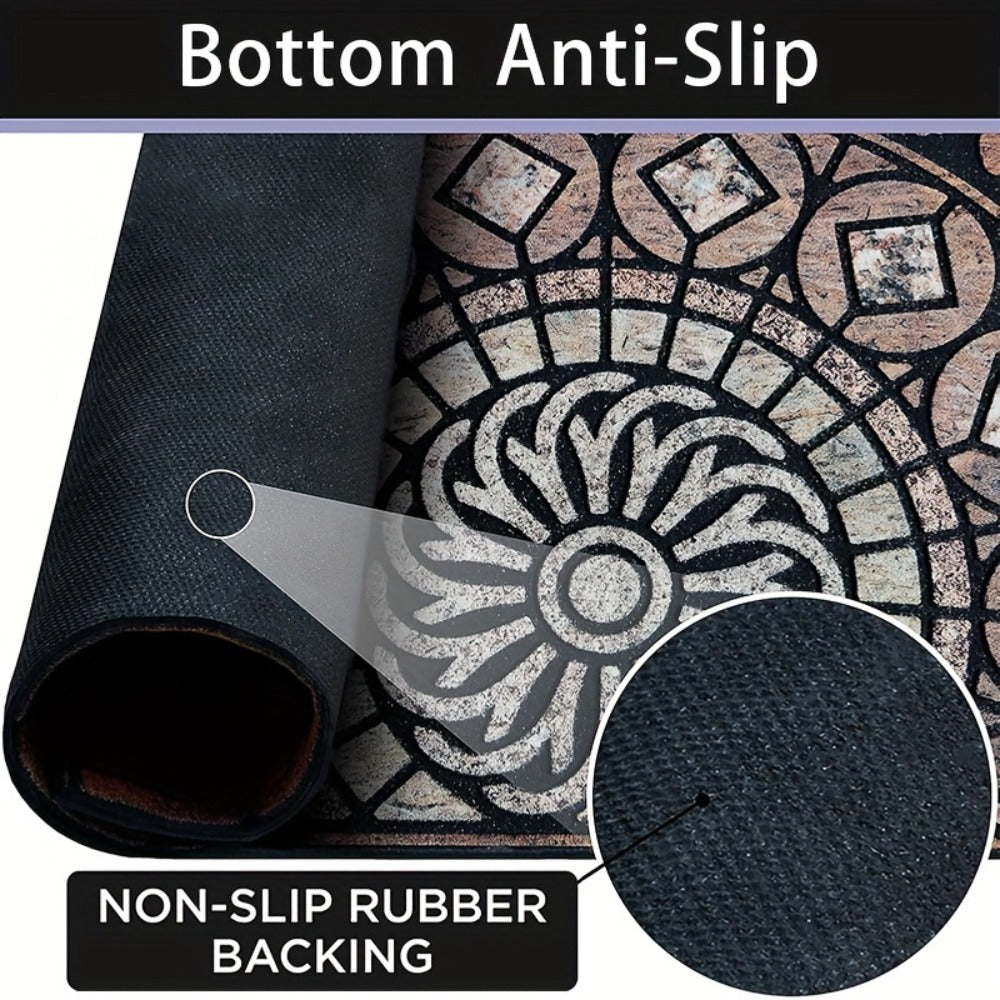 Outdoor Door Mat Heavy Duty Non-Slip Welcome Mat for Front Door Entrance Patio Porch, Durable Low-Profile Rug, Multiple Colors & Sizes, Light Blue Brown Dark Blue Gray Rainbow