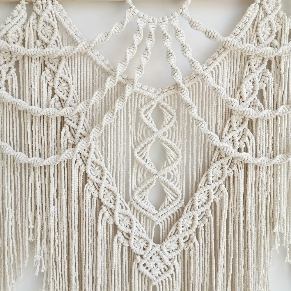 Large Macrame Wall Hanging 43x32 Inch Handmade Bohemian Woven Tapestry Boho Wall Decor for Bedroom Living Room Wedding Party Aesthetic Room Decor Artisan Cotton Rope Wall Art