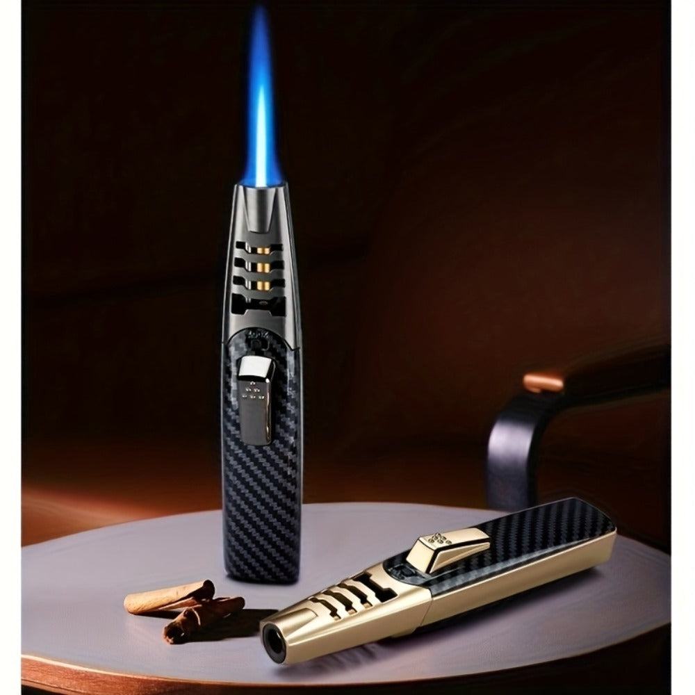 Kitchen Torch Lighter Carbon Fiber Windproof, Adjustable High-Temperature Flame with Safety Lock, Refillable Butane Culinary Torch for Baking, Creme Brulee, Caramel, Welding & Outdoor Use ¨C Black & Gray (Butane Not Included)