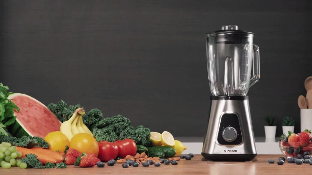 Countertop Blender with 52oz Glass Jar & 22oz Travel Cup ¨C 3-Speed Smoothie Blender for Frozen Fruit Drinks, Shakes & Sauces, Powerful Motor, BPA-Free, Silver