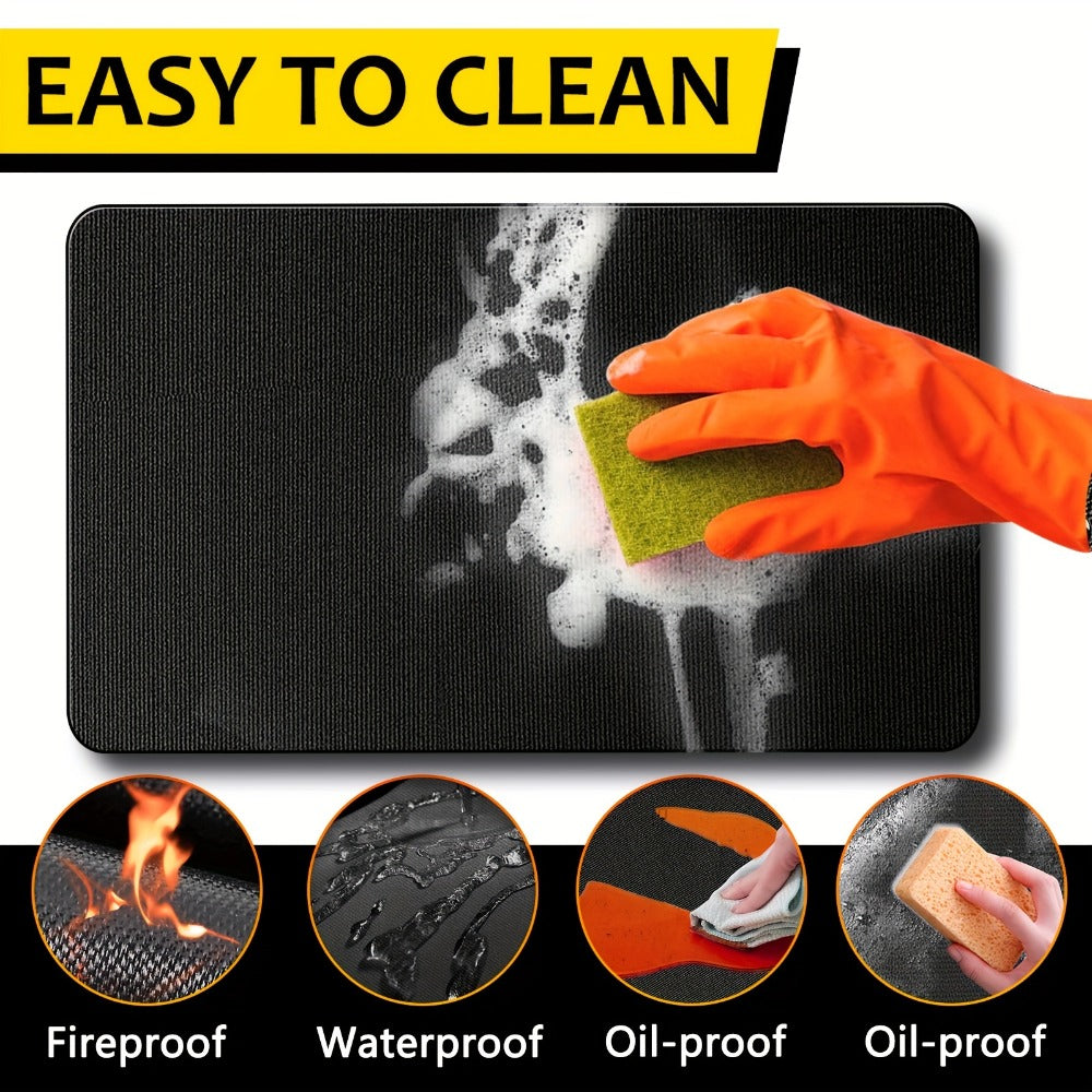 Grill Mat Fire Resistant BBQ Pad ¨C Oversized Under Grill Mat 2000¡ãF Heat Resistant, Waterproof Oil-Resistant Deck Protector for Outdoor Grilling, Fireplace & Fire Pit ¨C 60x48, 72x39, 76x51 Inches