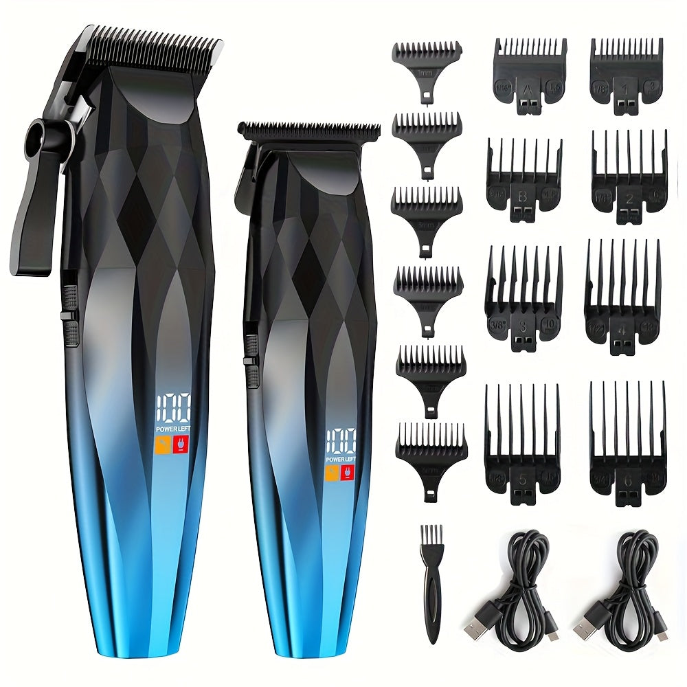 Professional Electric Hair Clipper & Beard Trimmer Set for Men, 14-Piece Comb Guide Kit, Ceramic Blades, 7000 RPM Powerful Motor, 1800mAh Rechargeable Battery, Cordless Hair Cutting Kit
