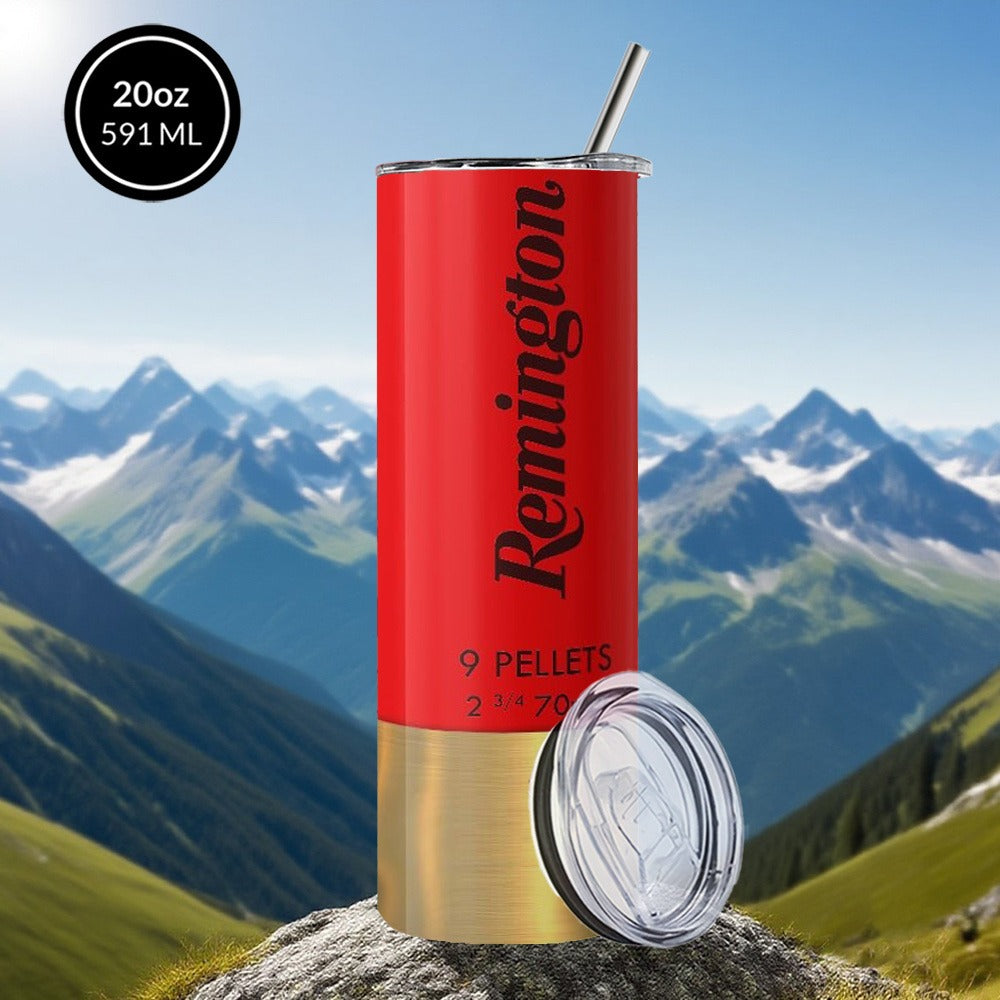 Coffee Tumbler 20oz Bullet Hunting Design Stainless Steel Insulated Cup with Lid & Straw Travel Mug Hot Cold Drinks Gift for Men Birthday Father's Day Halloween