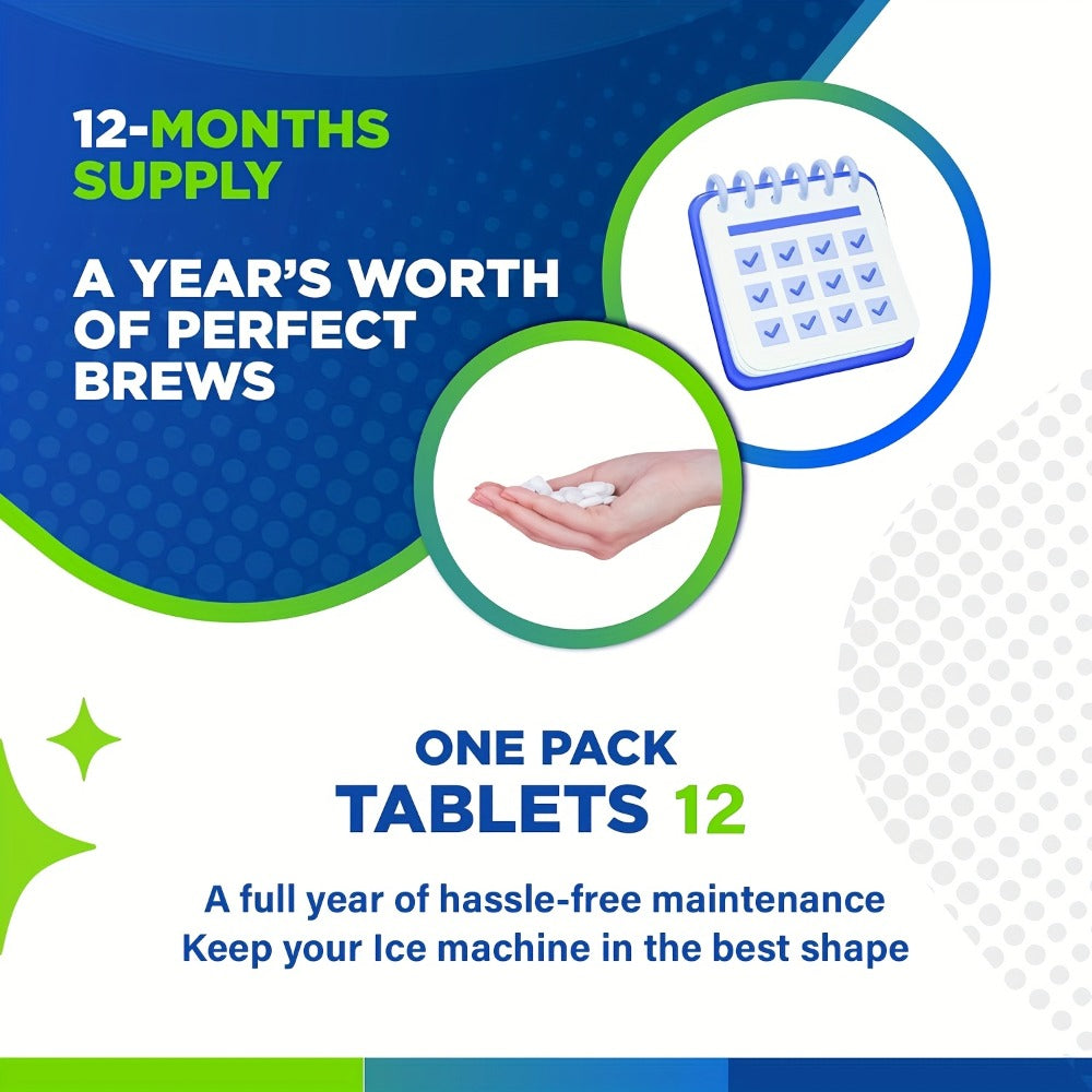 Ice Maker Cleaning Tablets Descaler 12/24/36 Pack, Food Grade Citric Acid Ice Machine Cleaner for Countertop Portable Commercial Ice Makers, Deep Clean Deodorize Remove Limescale
