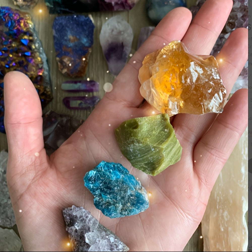 Crystal Gift Box Set 450g ¨C Raw Stones, Agate & Crystal Carvings Collection Box for Home Decor, Office Ornaments & Holiday Gifts ¨C 1LB Mixed Healing Crystal Set