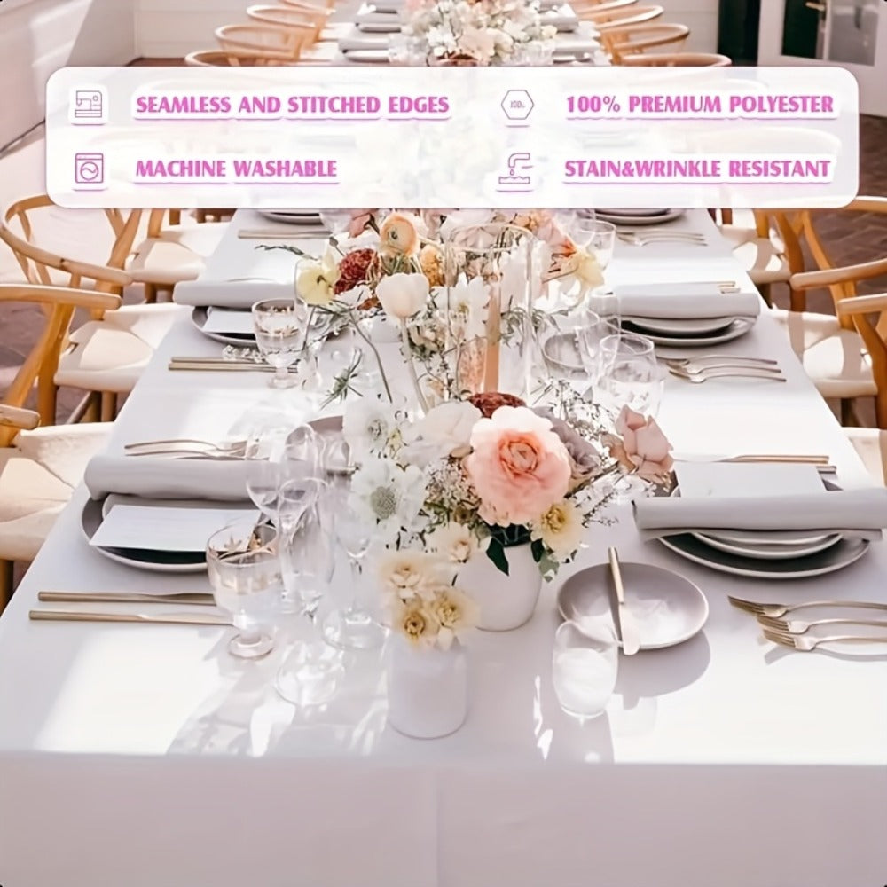 10-Pack White Rectangular Tablecloths 60x102 Inch - Washable Banquet Table Covers for Weddings, Parties & Events