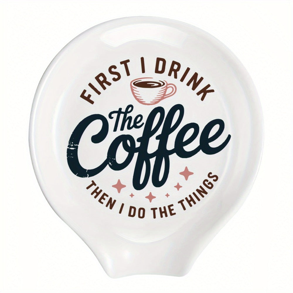 Ceramic Spoon Rest Funny Coffee Quote ¨C ¡±A Cup of No Return¡± Ceramic Utensil Holder for Coffee & Tea Spoons, Cute Spoon Holder for Kitchen Counter, Cafe Decor, Perfect Coffee Lover Gift