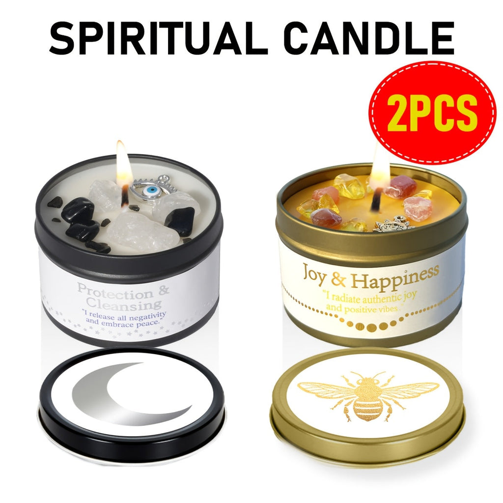 Manifestation Candles Scented Soy Wax with Crystal & Guidance Card for Meditation Yoga Focus | Law of Attraction Abundance Candle | Christmas Birthday Gift for Women