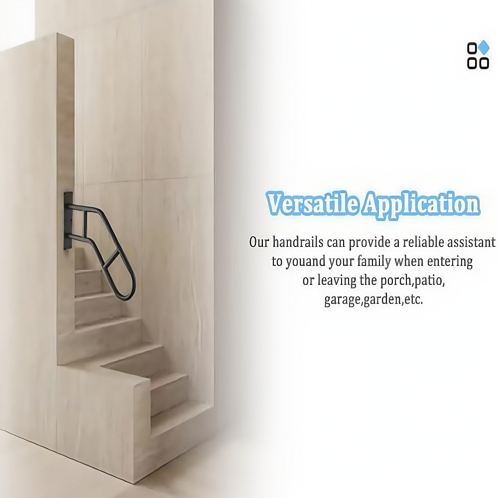 Stair Handrail Outdoor Anti-Slip Wall Mounted for 1-3 Steps ¨C U-Shaped Carbon Steel Grab Bar, 600 lb Capacity, Rust-Resistant, for Porch, Garden, Bathroom ¨C Safe for Elderly, Kids, Disabled & Pregnant