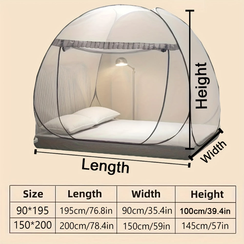Mosquito Net for Bed Pop Up Bed Canopy 360¡ã Protection Portable Foldable Yurt Mosquito Net with U-Shaped Zipper Ruffled Design Anti-Mosquito Indoor Bedroom Canopy Gray Blue Multiple Sizes