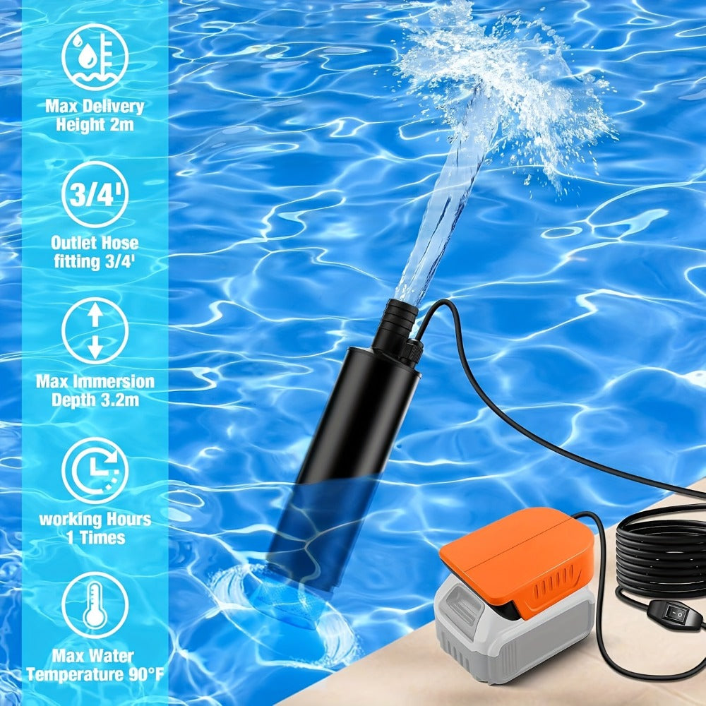 Cordless Water Transfer Pump for DeWalt 20V 60V Battery 635GPH IP65 Portable Sump Pump for Pool Cover Basement Garden RV Pond Camping Car Wash No Battery