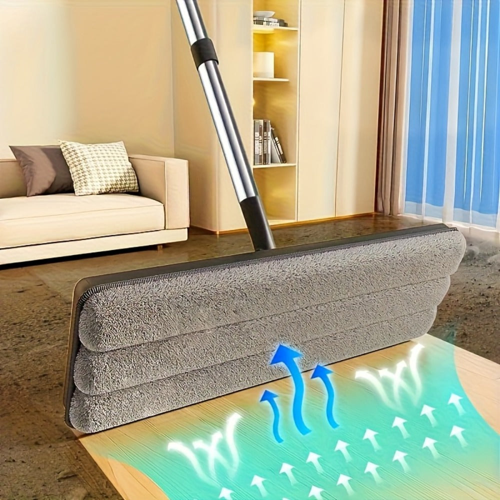 Flat Floor Mop and Bucket Set with Self-Cleaning System ¨C Manual Squeeze Mop for Home, Office, Living Room, Bathroom & Kitchen ¨C ABS, Multisurface, No Electricity Needed (White & Black)