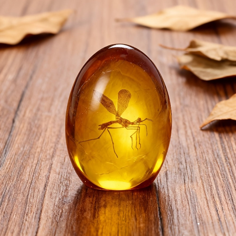 Amber Resin Mosquito Figurine 3 Inch Prehistoric Insect Replica Collectible Paperweight Faux Amber Specimen Desk Decor Natural History Gift for Science Lovers Jurassic Dinosaur Fans Office Decoration