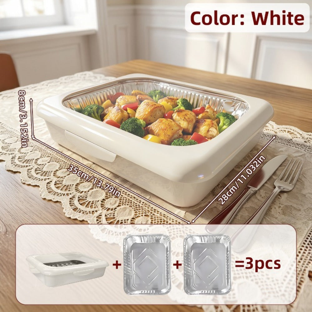 Aluminum Foil Insulated Food Tray Set 2-in-1 Reusable Stand with 2 Disposable Foil Trays for Potluck Picnic BBQ Party Outdoor Gatherings Thanksgiving Christmas - 1 Tray + 2 Foil Trays