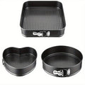 Springform Pan Set of 3 Nonstick Carbon Steel Cake Pan with Removable Bottom Round and Heart Shaped Easy Release Baking Pans for Cheesecake Layer Cake