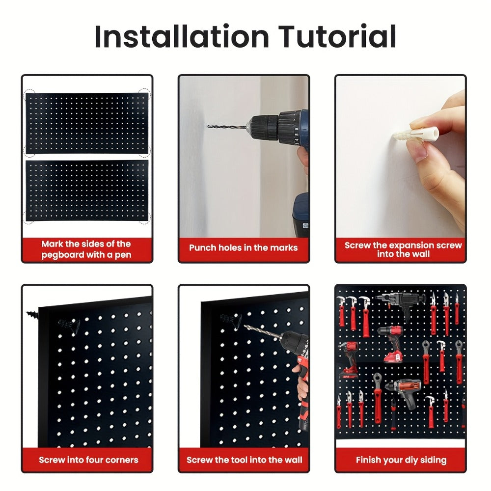 Metal Pegboard Wall Panels Garage Tool Storage Organizer Heavy Duty Steel Peg Board Wall Mounted Workshop Shed Craft Room 2 Pack 4 Pack