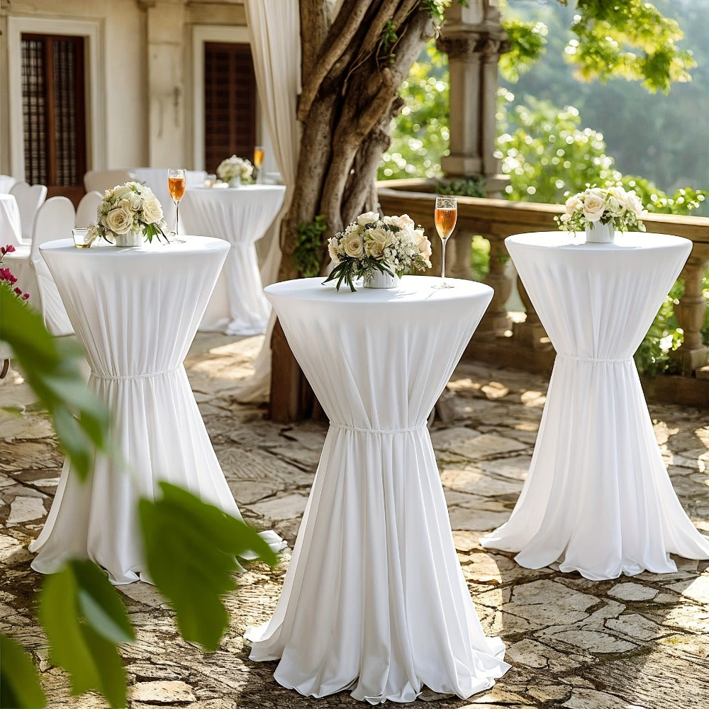Spandex Cocktail Table Cover Round Stretch Tablecloth for Party Wedding Banquet ¨C Elastic High Top Table Cloth Fitted Cover for Events, Birthdays, Hotels, Outdoor Picnic, Exhibition