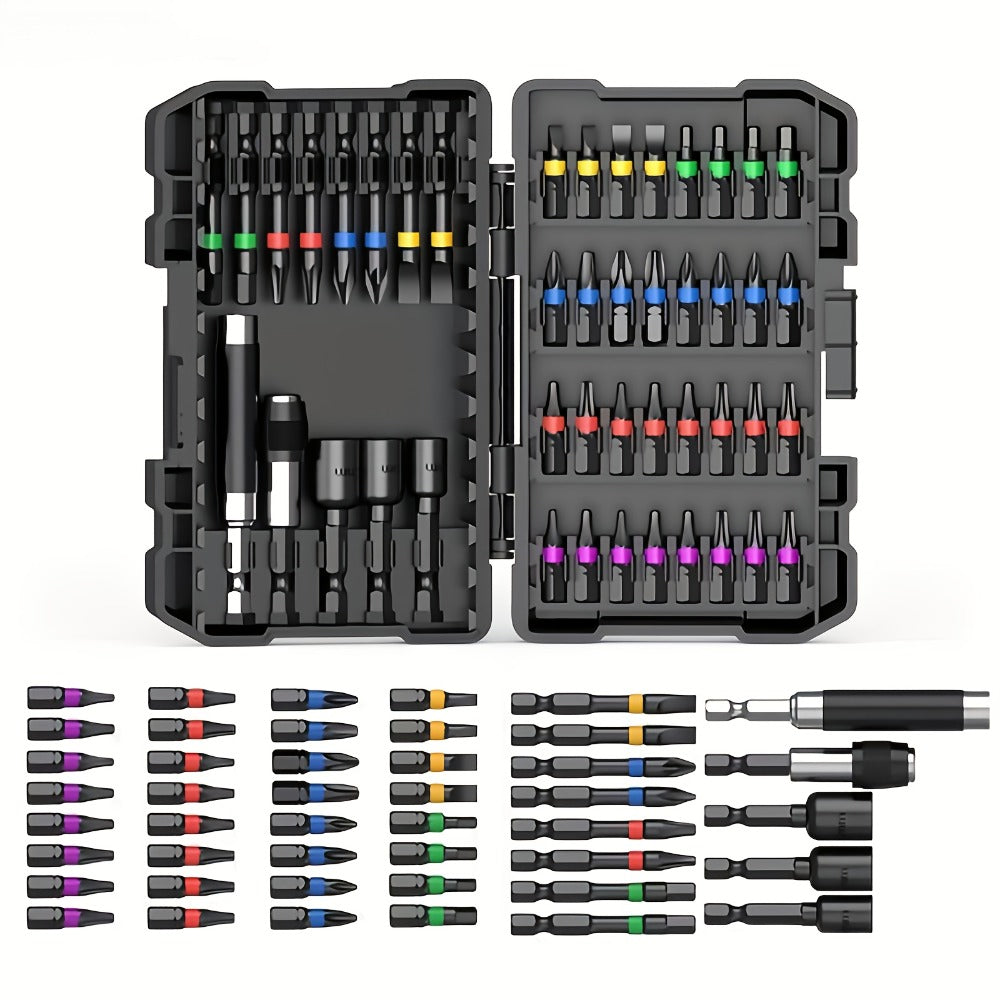 Impact Screwdriver Bit Set 45-Piece ¨C Heavy-Duty Torx, Phillips, Flat & Square Bits with Storage Box, Compatible with Impact Drivers for Automotive, Home Repair & DIY Projects