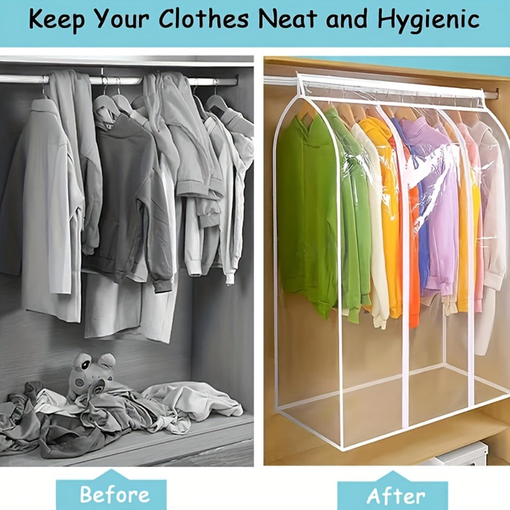 Garment Bag Transparent Hanging Clothes Dust Cover with Zipper, Thickened Waterproof & Washable Storage Bag for Coats, Dresses & Suits ¡ª Clear Closet Organizer, Multiple Sizes