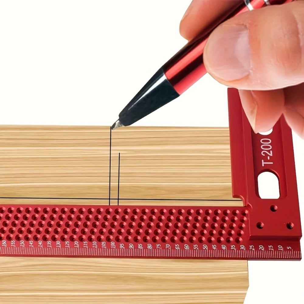 T-Square Marking Gauge 200mm Aluminum Alloy Woodworking Cross Calibration Height Ruler Precision T-Type Layout Tool for Carpentry DIY