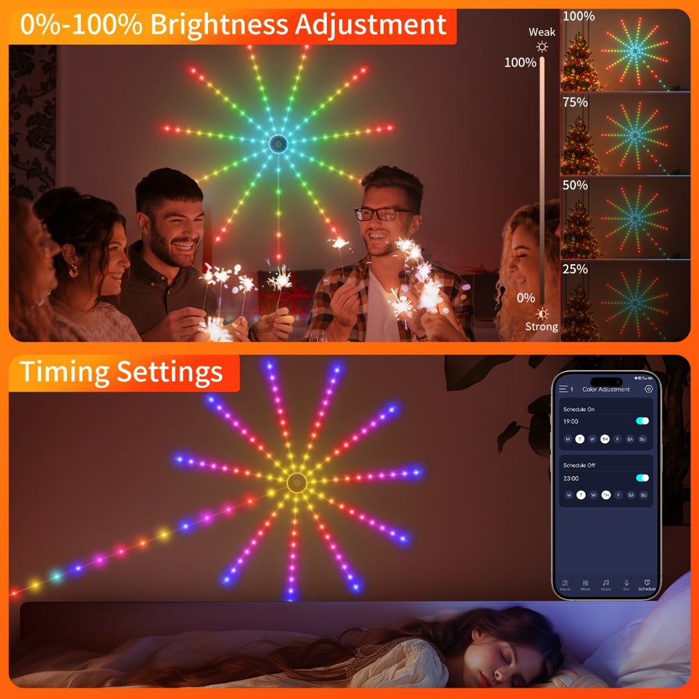 LED Fireworks Light Strip RGB Color Changing - Smart Ambient Light Bar with Infrared Remote Control & Music Sync, 16 Million Colors for Bar, Party, Christmas, Halloween & Home Room Decoration