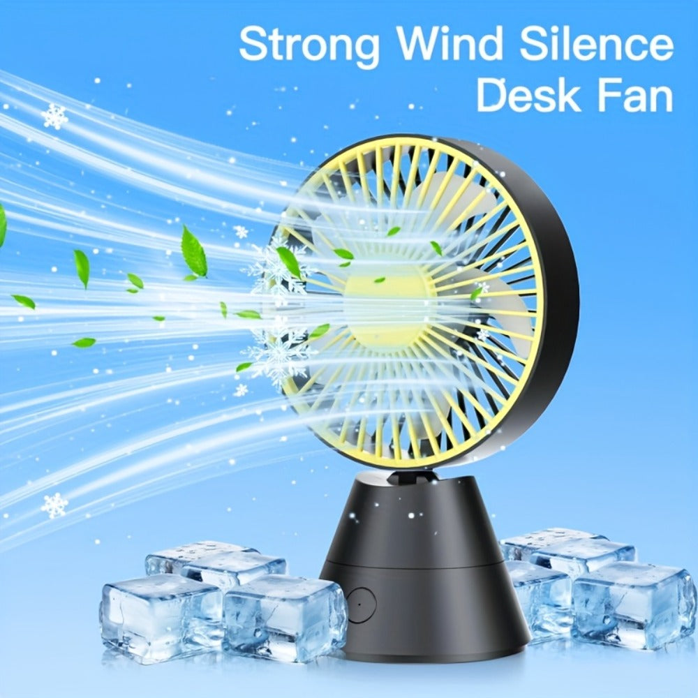 Desktop Fan Auto Oscillating 1800mAh USB Rechargeable, Portable Personal Fan with Wide-Angle Swing, Lightweight Compact Cooling Fan for Home, Office, Dormitory, Outdoor and Travel