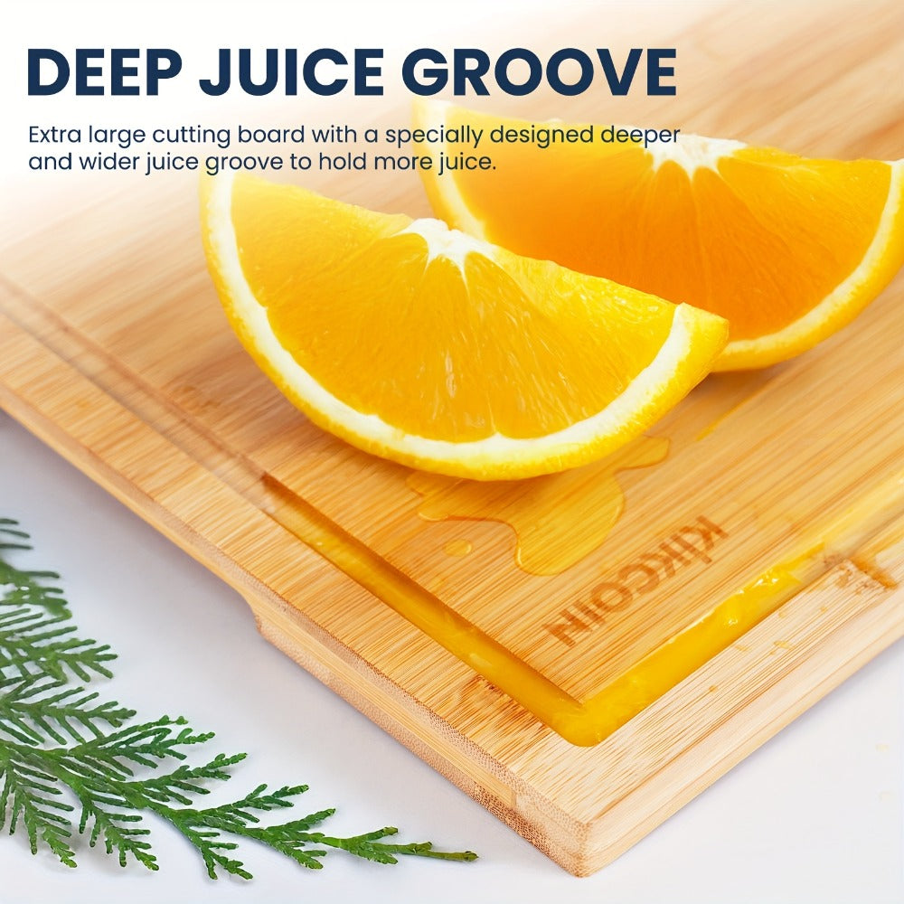 Bamboo Cutting Board Set with Storage Rack & Juice Groove | 4-Piece Kitchen Chopping Board for Vegetables Meat Fruits Bread Cheese | Eco-Friendly Wood Cutting Boards | Perfect Kitchen Gift Set